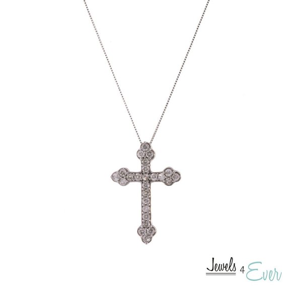 10K Gold Diamond Cross Pendant with Chain - Picture 1 of 2